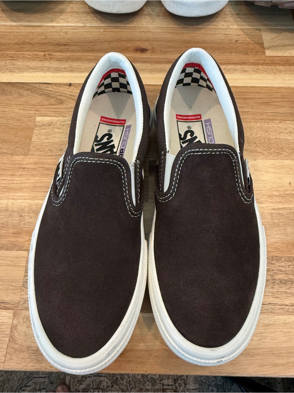 Vans kids Classic Slip-On Suede Shoes in Dark Brown